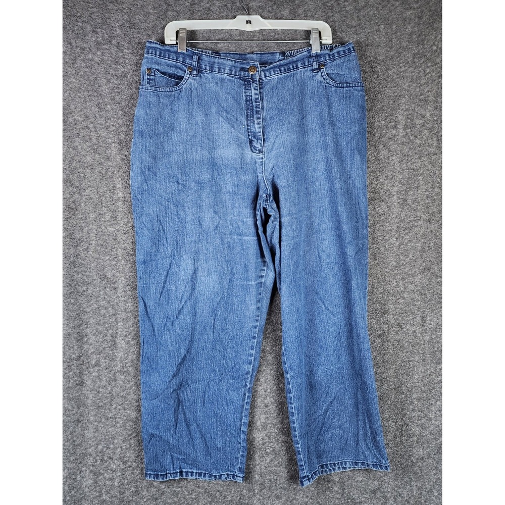 Ruby Rd. Pants Womens 16W 21205 Blue Elastic Back High Rise Straight Denim EUC